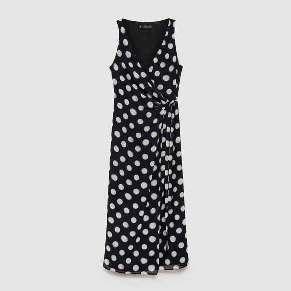 Mango black cross dress with polka dots NWT - Picture 2 of 4
